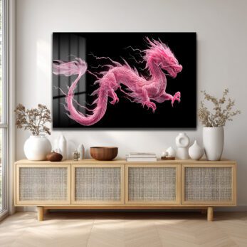 Pembe Ejderha Enerjisi Cam Tablo - Glazella Pembe Ejderha Enerjisi Cam Tablo - Glazella