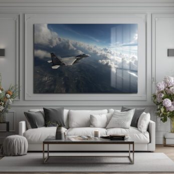 Gökyüzünde Süzülen F-15 Kartal Cam Tablo - Glazella
