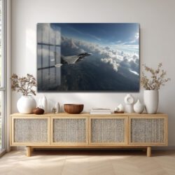 Gökyüzünde Süzülen F-15 Kartal Cam Tablo Duvar Dekoru Gökyüzünde Süzülen F-15 Kartal Cam Tablo