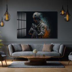Taktik Güç: Modern Asker Temalı Cam Tablo Duvar Dekoru Taktik Güç: Modern Asker Temalı Cam Tablo