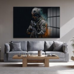Taktik Güç: Modern Asker Temalı Cam Tablo Duvar Dekoru Taktik Güç: Modern Asker Temalı Cam Tablo