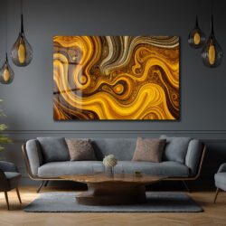 Altın Akışkan Sanat Cam Tablo - Lüks Soyut Duvar Dekoru Duvar Dekoru Altın Akışkan Sanat Cam Tablo - Lüks Soyut Duvar Dekoru