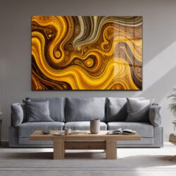 Altın Akışkan Sanat Cam Tablo - Lüks Soyut Duvar Dekoru Duvar Dekoru Altın Akışkan Sanat Cam Tablo - Lüks Soyut Duvar Dekoru