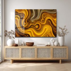 Altın Akışkan Sanat Cam Tablo - Lüks Soyut Duvar Dekoru Duvar Dekoru Altın Akışkan Sanat Cam Tablo - Lüks Soyut Duvar Dekoru