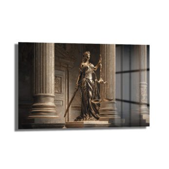 Themis Adalet Tanrıçası Heykeli Premium Cam Tablo
