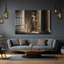 Themis Adalet Tanrıçası Heykeli Premium Cam Tablo Duvar Dekoru Themis Adalet Tanrıçası Heykeli Premium Cam Tablo