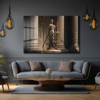 Themis Adalet Tanrıçası Heykeli Premium Cam Tablo - Glazella Themis Adalet Tanrıçası Heykeli Premium Cam Tablo - Glazella