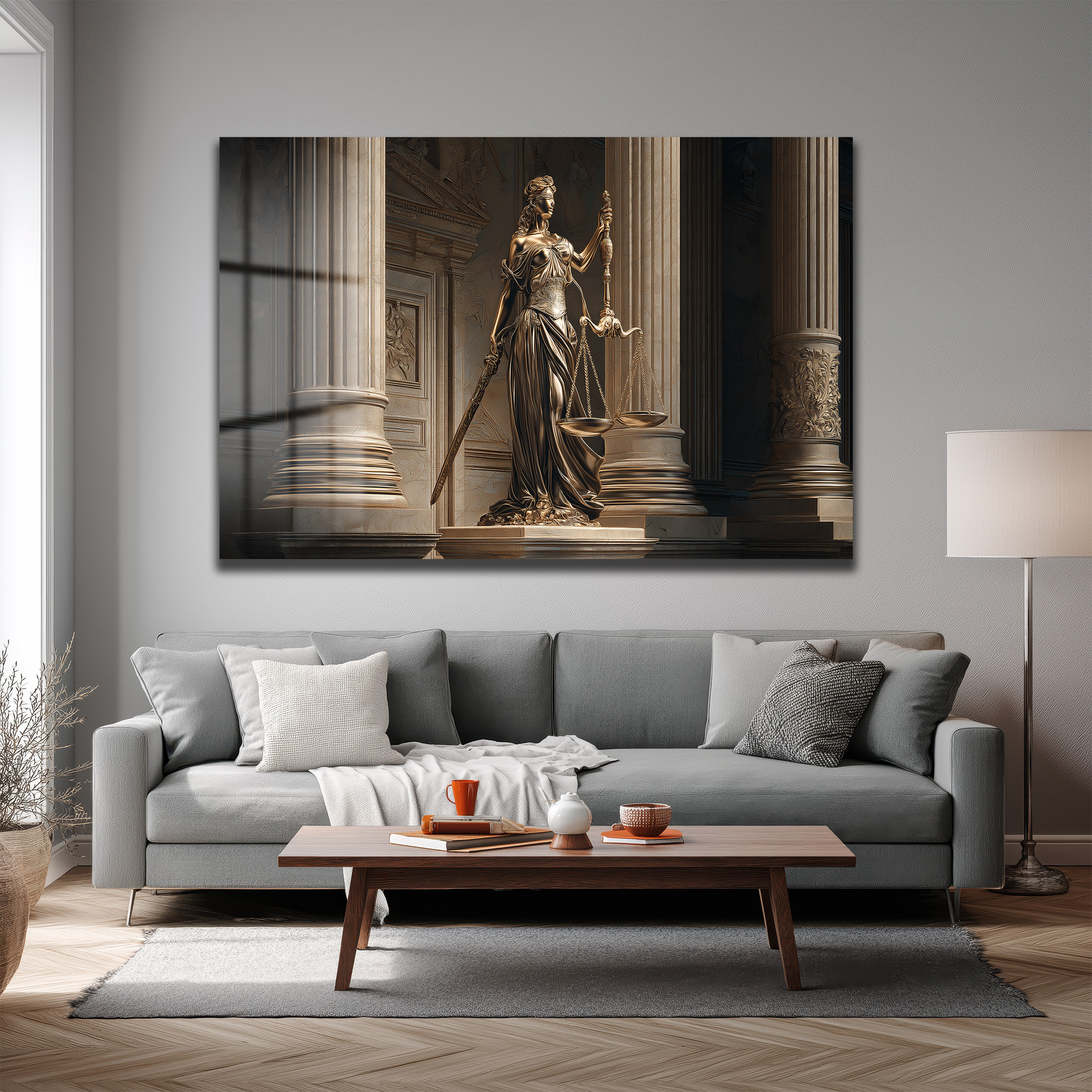 Themis Adalet Tanrıçası Heykeli Premium Cam Tablo Duvar Dekoru Themis Adalet Tanrıçası Heykeli Premium Cam Tablo