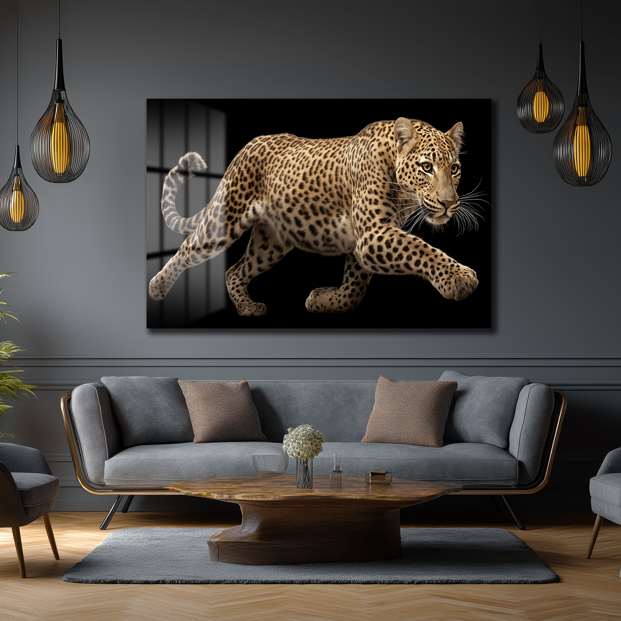 Vahşi Zarafet Leopar Cam Tablo - Modern Duvar Sanatı Duvar Dekoru Vahşi Zarafet Leopar Cam Tablo - Modern Duvar Sanatı