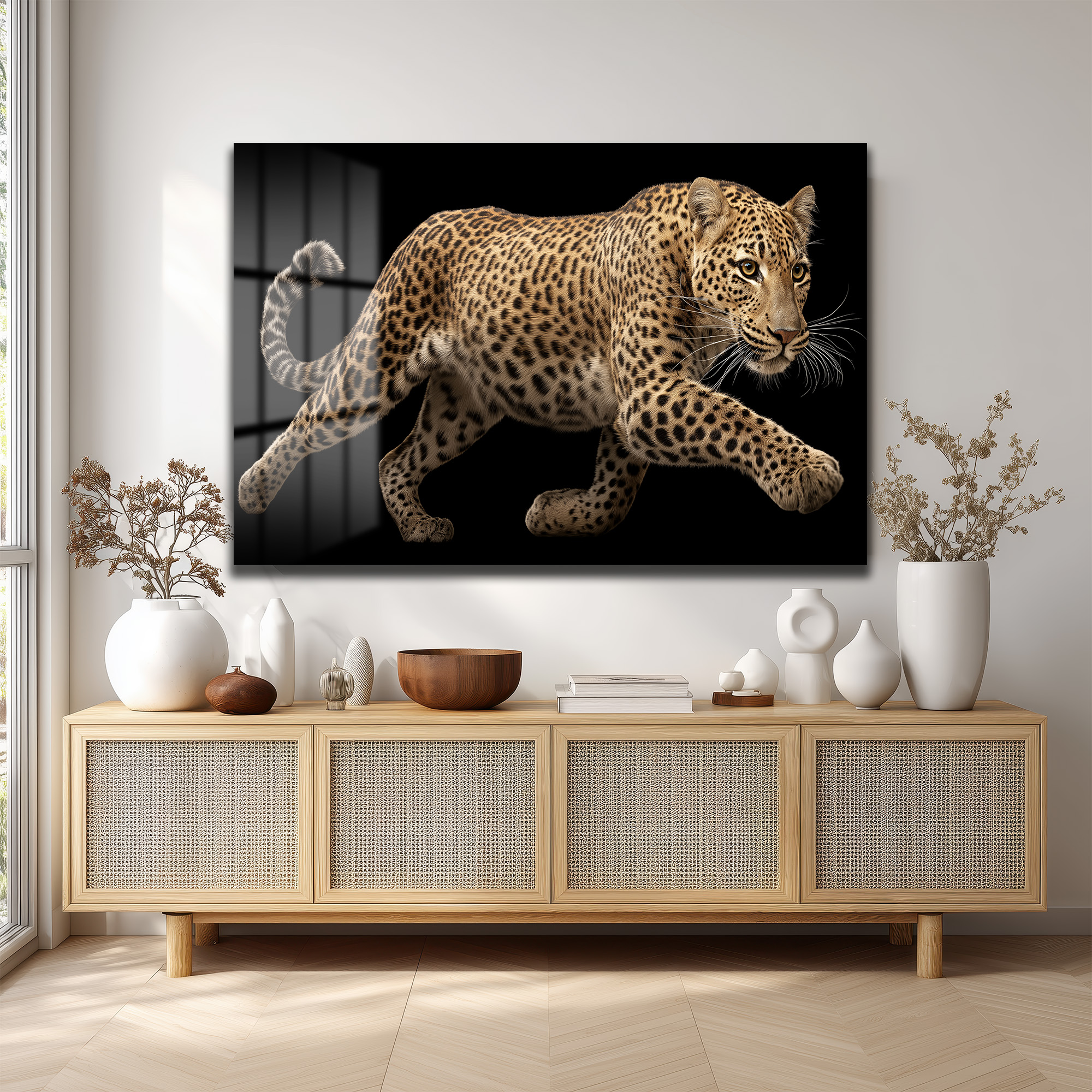 Vahşi Zarafet Leopar Cam Tablo - Modern Duvar Sanatı Duvar Dekoru Vahşi Zarafet Leopar Cam Tablo - Modern Duvar Sanatı