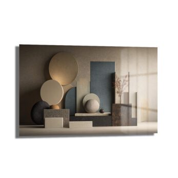 Soyut Geometrik Formlar Cam Tablo - Modern Sanat Eseri