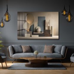 Soyut Geometrik Formlar Cam Tablo - Modern Sanat Eseri Duvar Dekoru Soyut Geometrik Formlar Cam Tablo - Modern Sanat Eseri