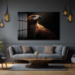 Asil Kartal Portresi Cam Tablo - Güç ve İhtişam Duvar Dekoru Asil Kartal Portresi Cam Tablo - Güç ve İhtişam