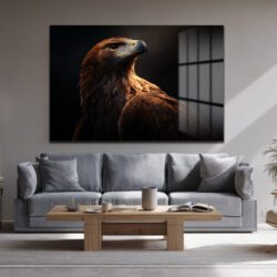 Asil Kartal Portresi Cam Tablo - Güç ve İhtişam Duvar Dekoru Asil Kartal Portresi Cam Tablo - Güç ve İhtişam