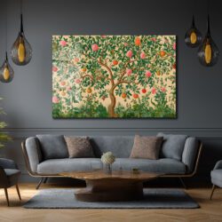 William Morris Esintili Meyve Ağacı ve Güller Tasarımlı Lüks Cam Tablo Duvar Dekoru William Morris Esintili Meyve Ağacı ve Güller Tasarımlı Lüks Cam Tablo