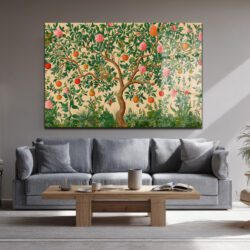 William Morris Esintili Meyve Ağacı ve Güller Tasarımlı Lüks Cam Tablo Duvar Dekoru William Morris Esintili Meyve Ağacı ve Güller Tasarımlı Lüks Cam Tablo