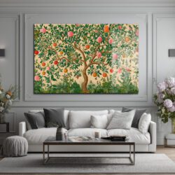 William Morris Esintili Meyve Ağacı ve Güller Tasarımlı Lüks Cam Tablo Duvar Dekoru William Morris Esintili Meyve Ağacı ve Güller Tasarımlı Lüks Cam Tablo