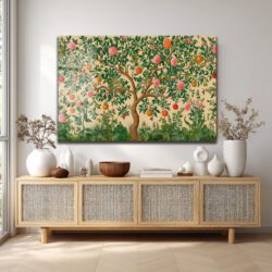 William Morris Esintili Meyve Ağacı ve Güller Tasarımlı Lüks Cam Tablo Duvar Dekoru William Morris Esintili Meyve Ağacı ve Güller Tasarımlı Lüks Cam Tablo