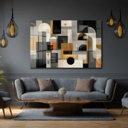 Modern Geometrik Soyut Tasarım Cam Tablo Duvar Dekoru Modern Geometrik Soyut Tasarım Cam Tablo