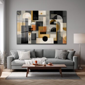 Modern Geometrik Soyut Tasarım Cam Tablo - Glazella