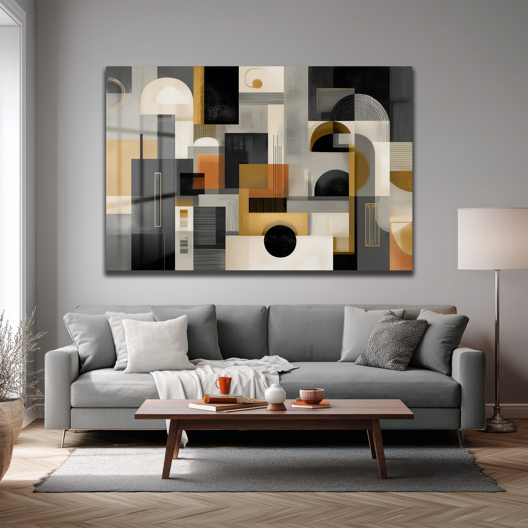 Modern Geometrik Soyut Tasarım Cam Tablo Duvar Dekoru Modern Geometrik Soyut Tasarım Cam Tablo