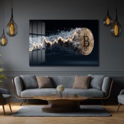 Bitcoin Dalgalanması Cam Tablo - Kripto Sanatın Dorukları Duvar Dekoru Bitcoin Dalgalanması Cam Tablo - Kripto Sanatın Dorukları