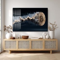 Bitcoin Dalgalanması Cam Tablo - Kripto Sanatın Dorukları Duvar Dekoru Bitcoin Dalgalanması Cam Tablo - Kripto Sanatın Dorukları