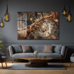 Altın Yansımalı Spiral Mozaik Cam Tablo Duvar Dekoru Altın Yansımalı Spiral Mozaik Cam Tablo