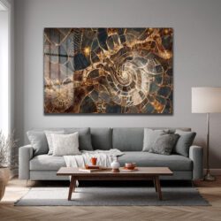 Altın Yansımalı Spiral Mozaik Cam Tablo Duvar Dekoru Altın Yansımalı Spiral Mozaik Cam Tablo