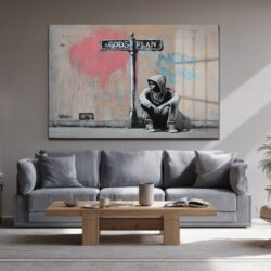 Gods Plan Sokak Sanatı Temalı Cam Tablo Duvar Dekoru Gods Plan Sokak Sanatı Temalı Cam Tablo