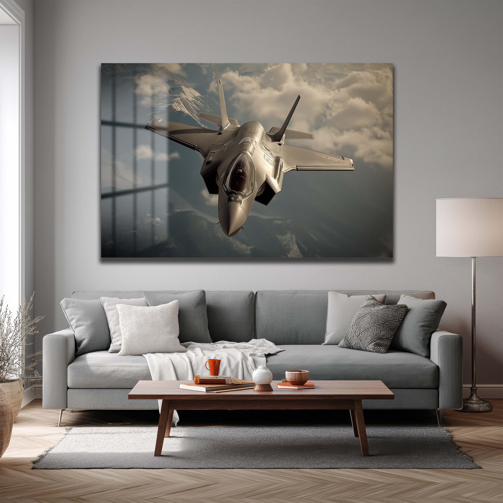 F-35 Hayalet Uçak Cam Tablo: Gökyüzünün Hükmedeni Duvar Dekoru F-35 Hayalet Uçak Cam Tablo: Gökyüzünün Hükmedeni