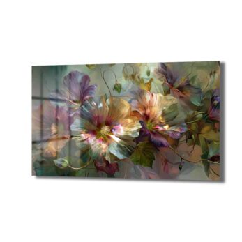 Rüya Gibi Pastel Çiçekler Cam Tablo | Modern Floral Sanat - Glazella
