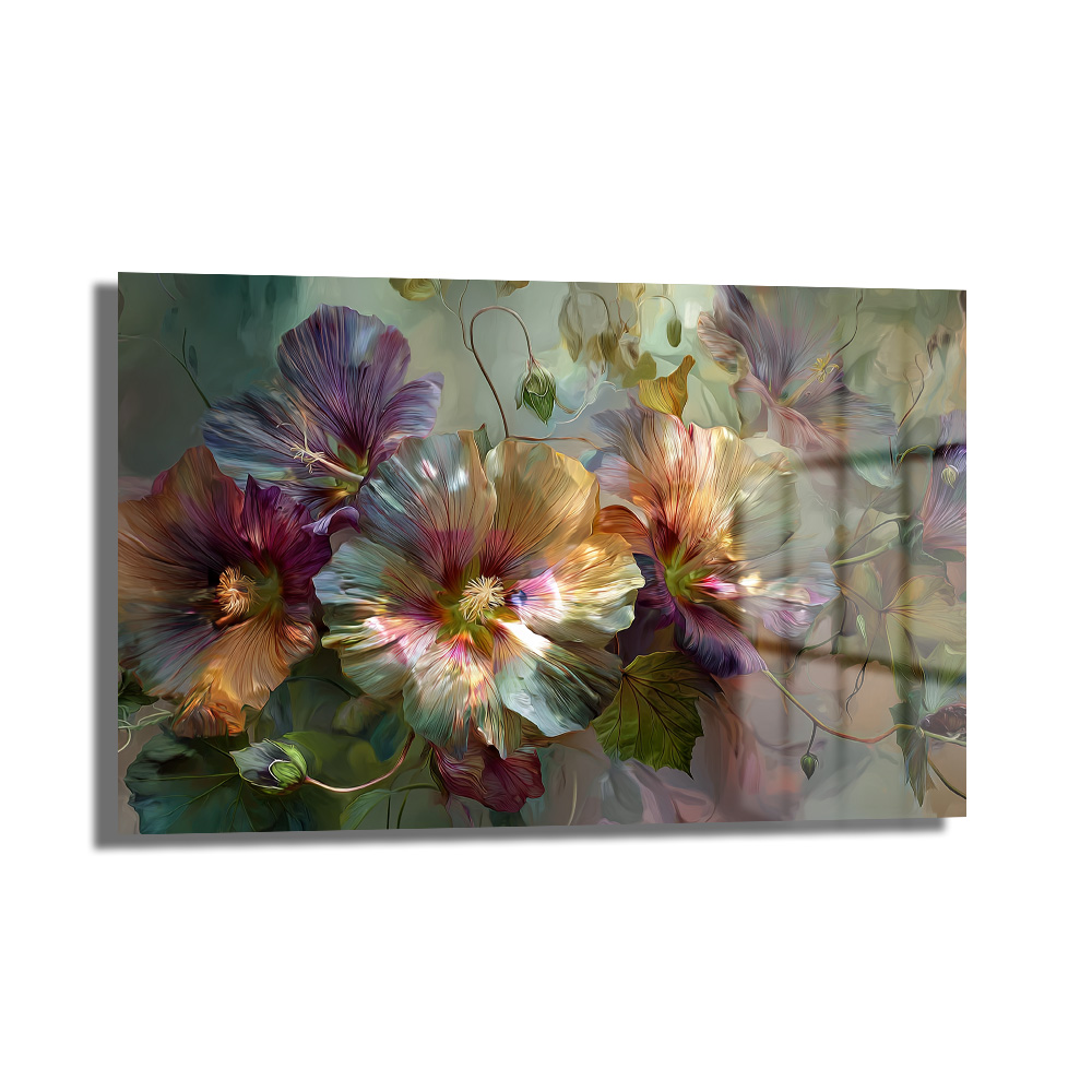 Rüya Gibi Pastel Çiçekler Cam Tablo | Modern Floral Sanat Duvar Dekoru Rüya Gibi Pastel Çiçekler Cam Tablo | Modern Floral Sanat