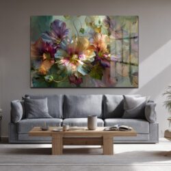 Rüya Gibi Pastel Çiçekler Cam Tablo | Modern Floral Sanat Duvar Dekoru Rüya Gibi Pastel Çiçekler Cam Tablo | Modern Floral Sanat
