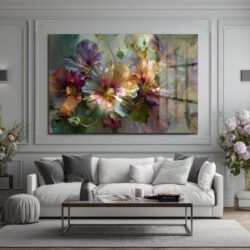 Rüya Gibi Pastel Çiçekler Cam Tablo | Modern Floral Sanat Duvar Dekoru Rüya Gibi Pastel Çiçekler Cam Tablo | Modern Floral Sanat