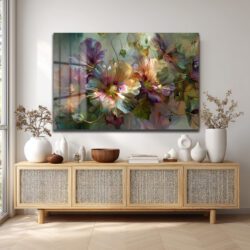 Rüya Gibi Pastel Çiçekler Cam Tablo | Modern Floral Sanat Duvar Dekoru Rüya Gibi Pastel Çiçekler Cam Tablo | Modern Floral Sanat