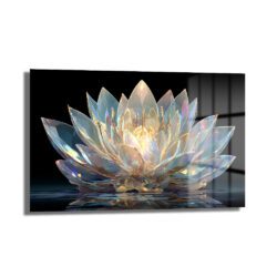 Işıltılı Kristal Lotus Cam Tablo - Modern Duvar Sanatı Duvar Dekoru Işıltılı Kristal Lotus Cam Tablo - Modern Duvar Sanatı