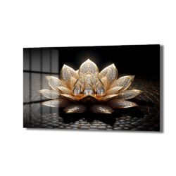 Altın Lotus Çiçeği Lüks Cam Tablo - Glazella Altın Lotus Çiçeği Lüks Cam Tablo - Glazella