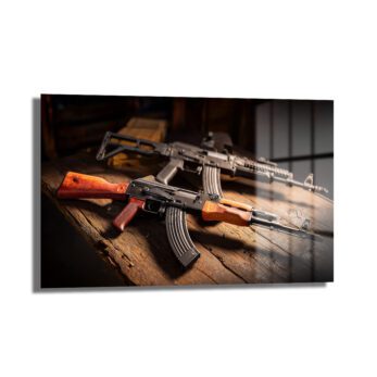Efsanevi AK-47 Siluetleri Cam Tablo - Cesur Duvar Dekoru - Glazella Efsanevi AK-47 Siluetleri Cam Tablo - Cesur Duvar Dekoru - Glazella