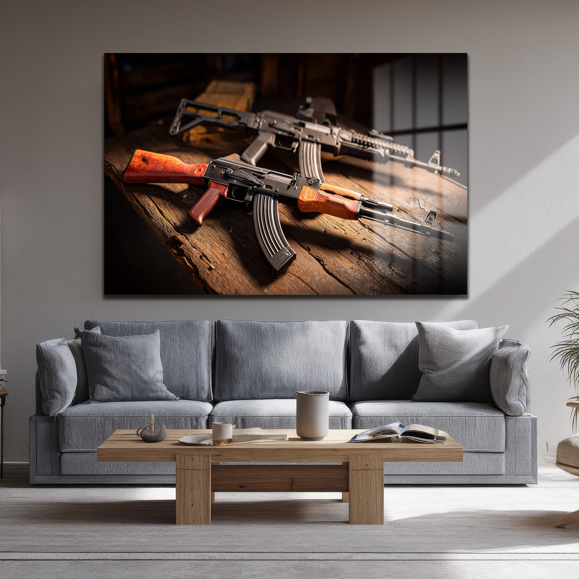 Efsanevi AK-47 Siluetleri Cam Tablo - Cesur Duvar Dekoru - Glazella Efsanevi AK-47 Siluetleri Cam Tablo - Cesur Duvar Dekoru - Glazella