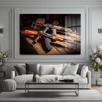 Efsanevi AK-47 Siluetleri Cam Tablo - Cesur Duvar Dekoru - Glazella Efsanevi AK-47 Siluetleri Cam Tablo - Cesur Duvar Dekoru - Glazella