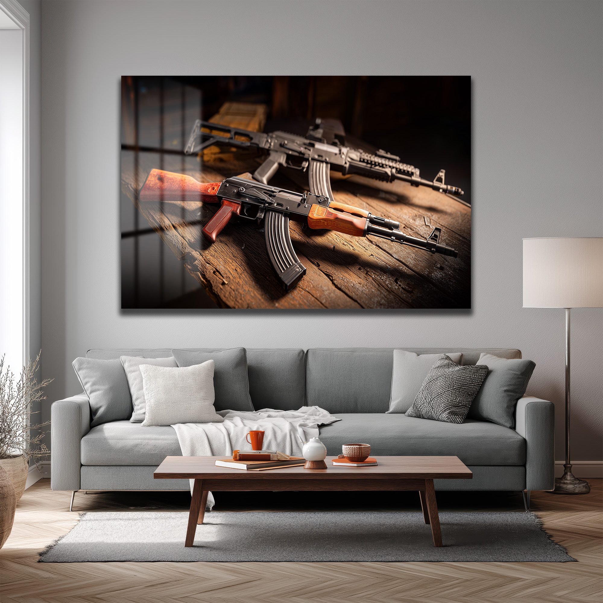 Efsanevi AK-47 Siluetleri Cam Tablo - Cesur Duvar Dekoru - Glazella Efsanevi AK-47 Siluetleri Cam Tablo - Cesur Duvar Dekoru - Glazella
