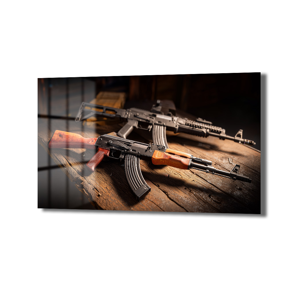 Efsanevi AK-47 Siluetleri Cam Tablo - Cesur Duvar Dekoru - Glazella Efsanevi AK-47 Siluetleri Cam Tablo - Cesur Duvar Dekoru - Glazella