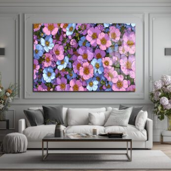 Pastel Rüyası Çiçekler Cam Tablo - Canlı Renklerle Duvar Sanatı - Glazella Pastel Rüyası Çiçekler Cam Tablo - Canlı Renklerle Duvar Sanatı - Glazella