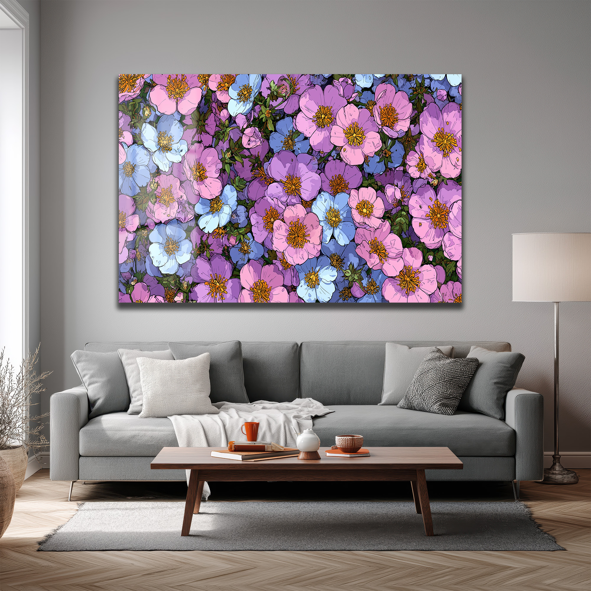 Pastel Rüyası Çiçekler Cam Tablo - Canlı Renklerle Duvar Sanatı - Glazella Pastel Rüyası Çiçekler Cam Tablo - Canlı Renklerle Duvar Sanatı - Glazella