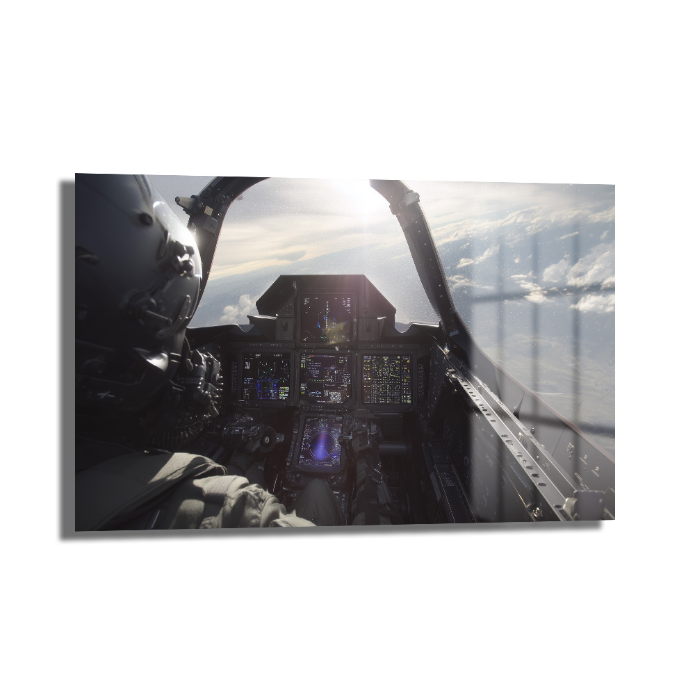 Pilot Gözünden Jet Kokpiti: Gökyüzünde Macera Cam Tablo - Glazella Pilot Gözünden Jet Kokpiti: Gökyüzünde Macera Cam Tablo - Glazella