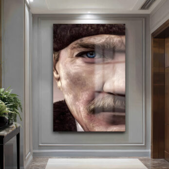 Atatürk'ün Mavi Gözleri: Sanatsal Efektli Temperli Cam Tablo - Glazella Atatürk'ün Mavi Gözleri: Sanatsal Efektli Temperli Cam Tablo - Glazella