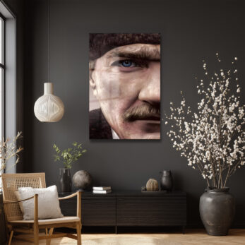 Atatürk'ün Mavi Gözleri: Sanatsal Efektli Temperli Cam Tablo - Glazella Atatürk'ün Mavi Gözleri: Sanatsal Efektli Temperli Cam Tablo - Glazella