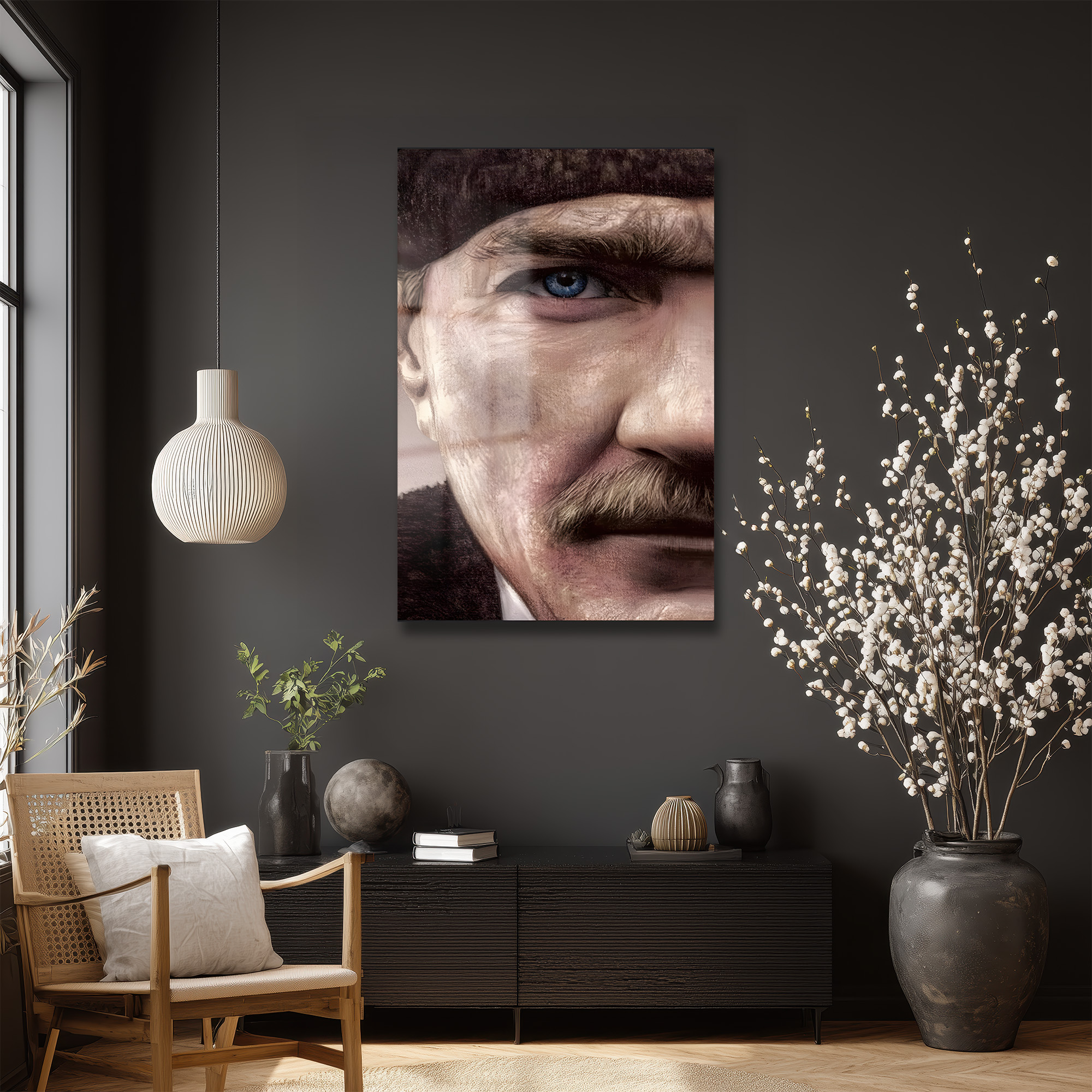 Atatürk'ün Mavi Gözleri: Sanatsal Efektli Temperli Cam Tablo - Glazella Atatürk'ün Mavi Gözleri: Sanatsal Efektli Temperli Cam Tablo - Glazella