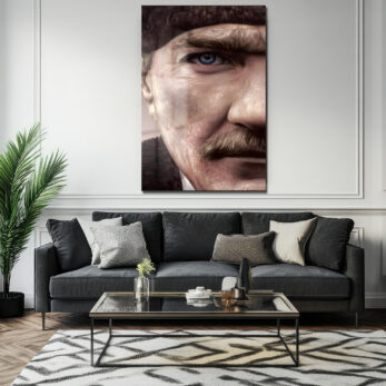 Atatürk'ün Mavi Gözleri: Sanatsal Efektli Temperli Cam Tablo - Glazella Atatürk'ün Mavi Gözleri: Sanatsal Efektli Temperli Cam Tablo - Glazella